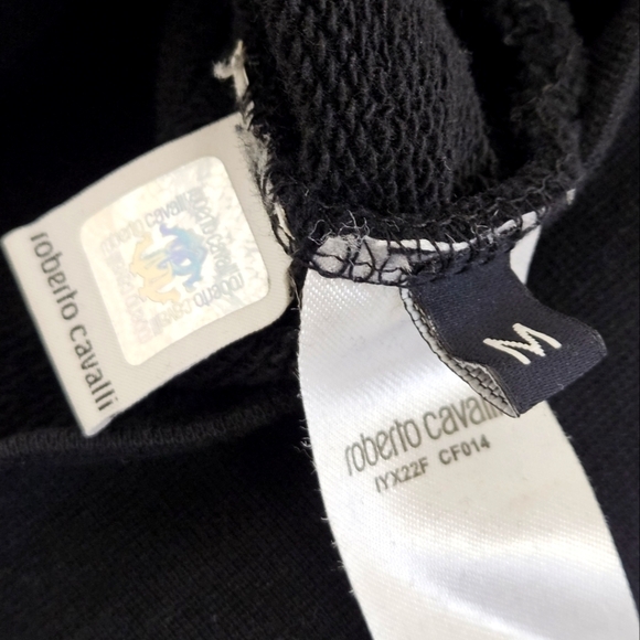 Roberto Cavalli Sport Racing Stripe Sweatshirt Black and Yellow Size Medium - Picture 7 of 10